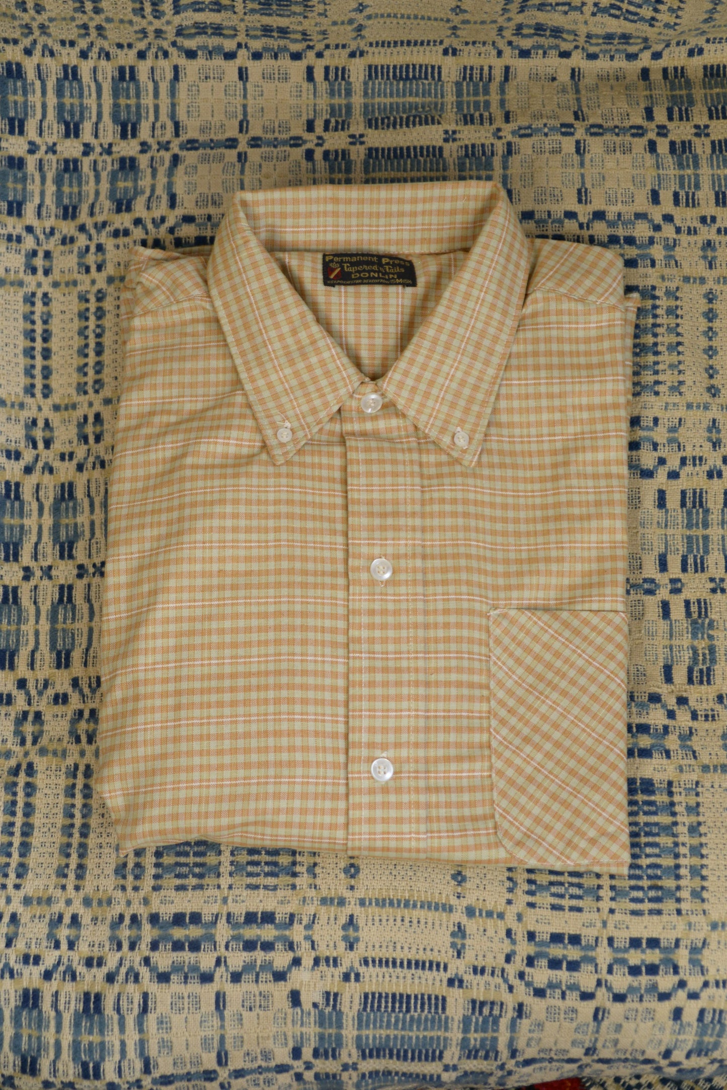 1950s Deadstock plaid dress shirt, Size Medium