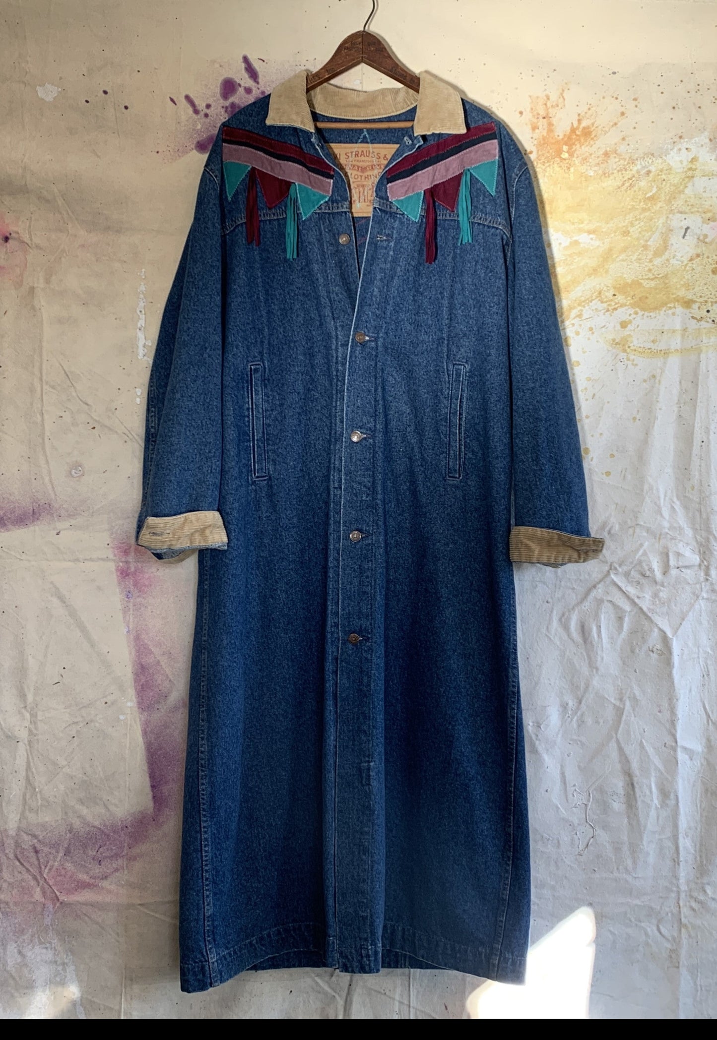 1996 LEVIS Duster with Corduroy collar and cuffs